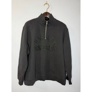 Harley Davidson Originals 1/4 Zip Embroidered Sweater Black Sz L